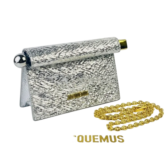 Jacq - La Pochette Rond Carré Mini Bag – Silver Metallic Leather 25*16
