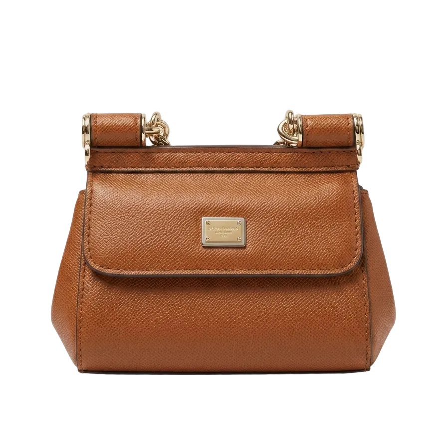 Dolc & Gabna Sicily Small Bag in Brown Dauphine Leather 17×13