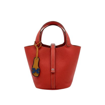 Herm - Picotin Lock 22 Bag in Feu Orange Clemence Leather  29*20