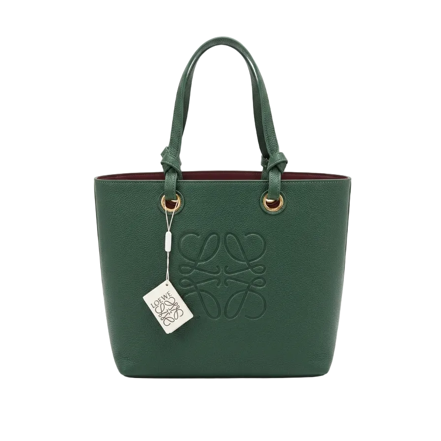 Lowe Anagram Embossed Grained Leather Tote Bag (Forest Green) 37*26