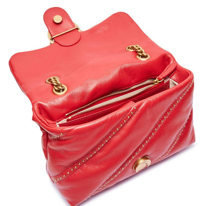 PINK Love Bag Puff in Red Leather with Studs 25*14