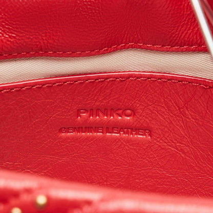 PINK Love Bag Puff in Red Leather with Studs 25*14