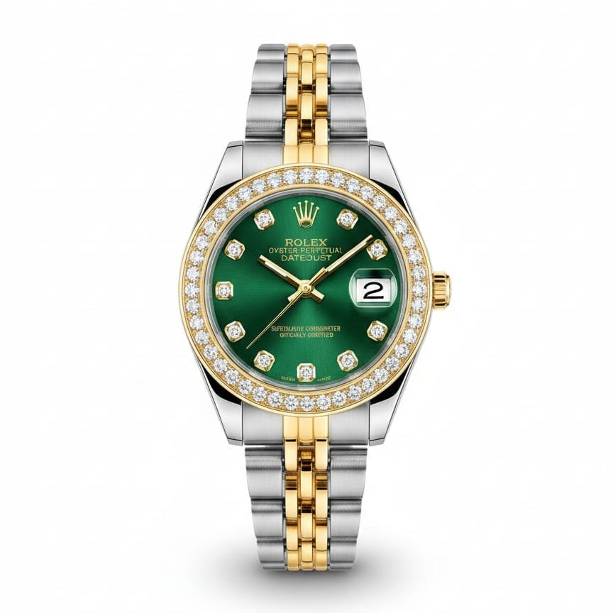 RO Lady-Datejust Gold, Sliver with Green dial