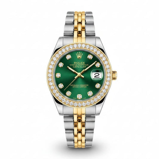 RO Lady-Datejust Gold, Sliver with Green dial