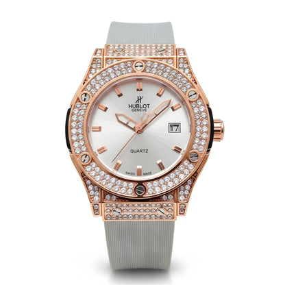 HUB Geneve Women's Rose Gold & Grey Rubber