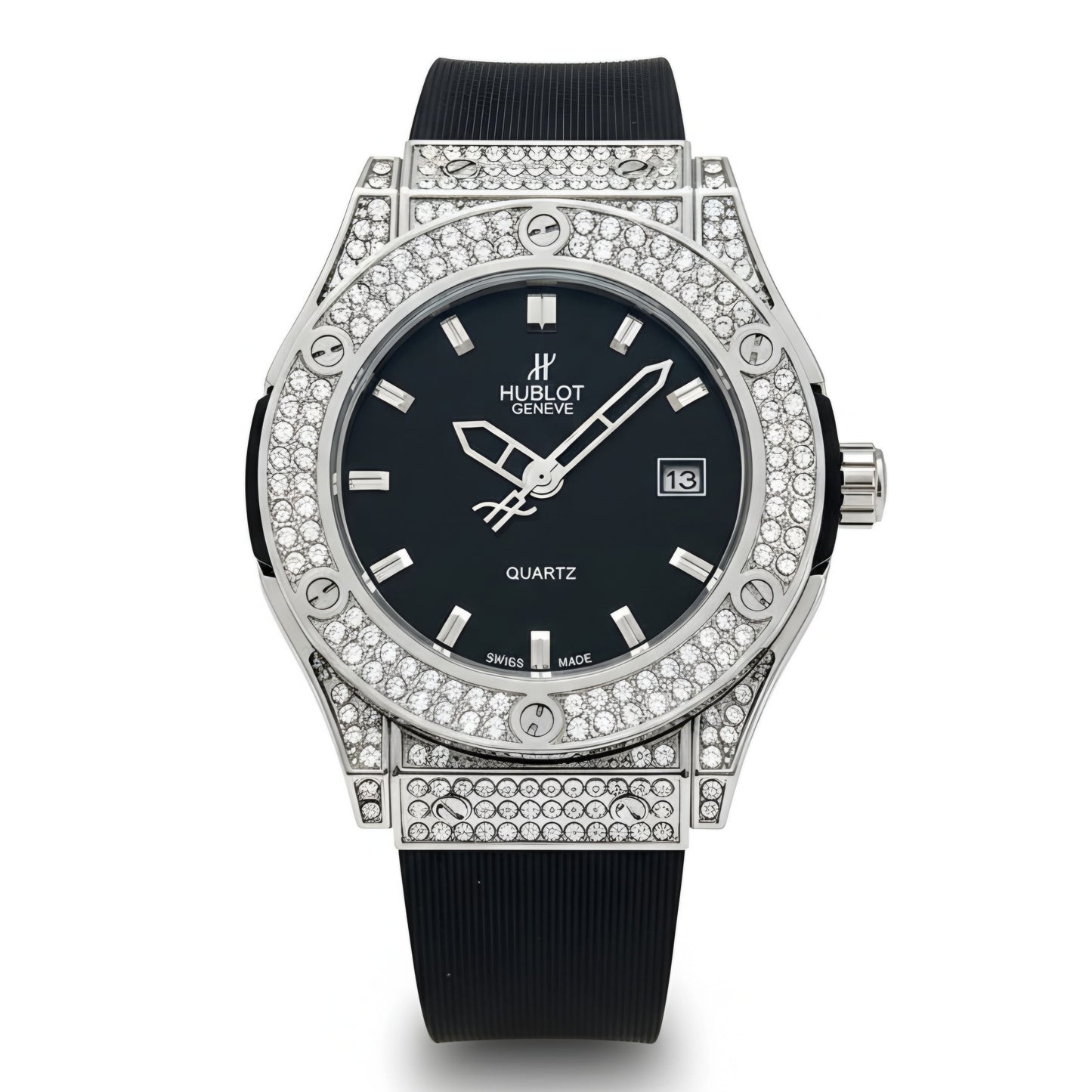 HUB Geneve Women's Black & Silver Rubber