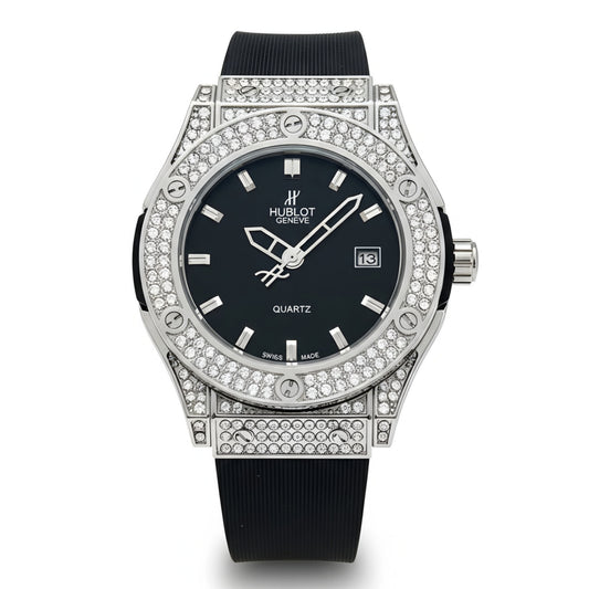 HUB Geneve Women's Black & Silver Rubber