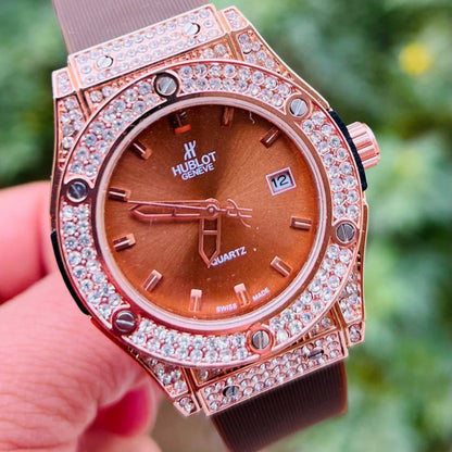 HUB Geneve Women's Rose Gold & Brown Rubber