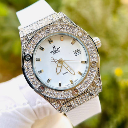 HUB Geneve Women's Silver & White Rubber