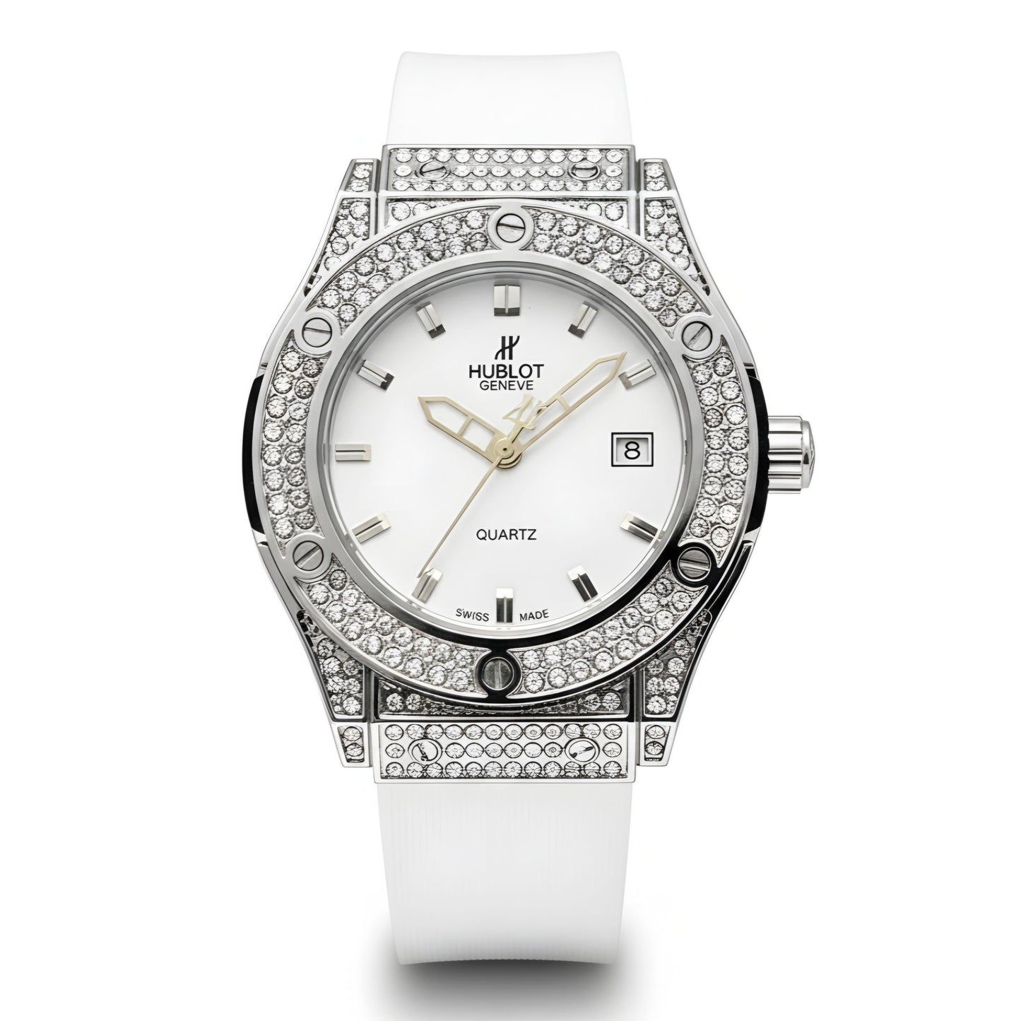 HUB Geneve Women's Silver & White Rubber