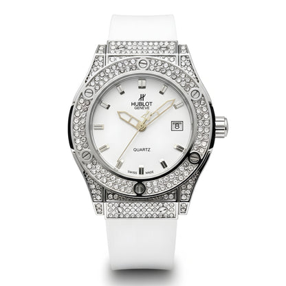 HUB Geneve Women's Silver & White Rubber