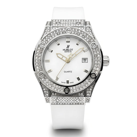HUB Geneve Women's Silver & White Rubber