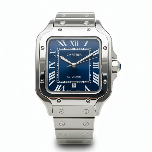 Santos de CRT silver frame Quartz Blue dial