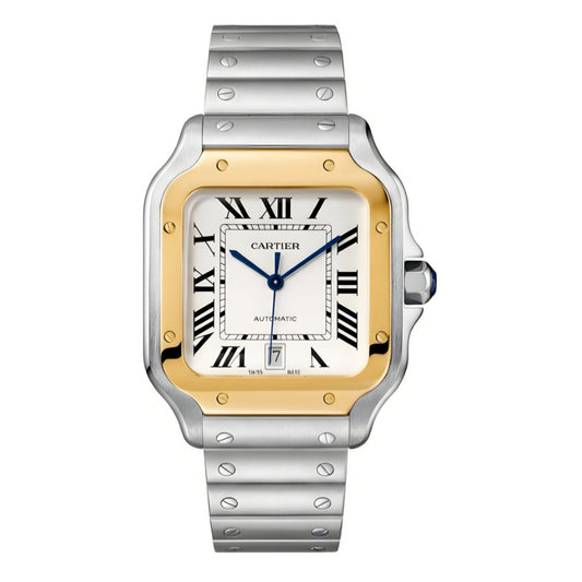 Santos de CRT Golden frame Quartz white dial