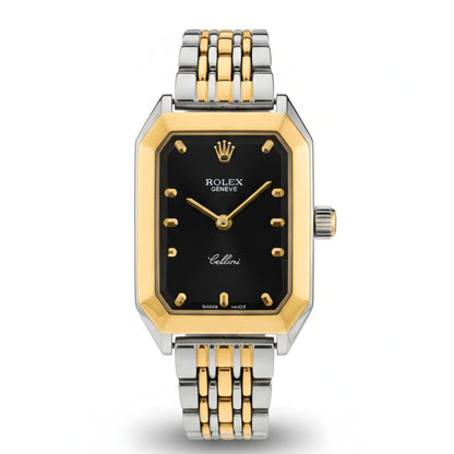 RO Quartz Square Silver, Gold Watch With Black dial for women