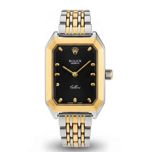 RO Quartz Square Silver, Gold Watch With Black dial for women