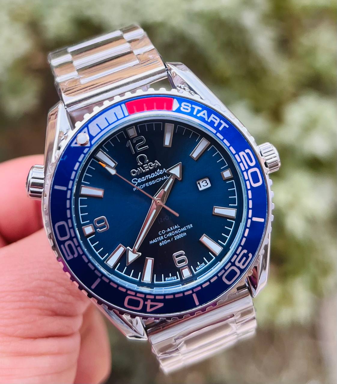 OMG Seamaster Planet Ocean Mirror Original Silver & Blue E