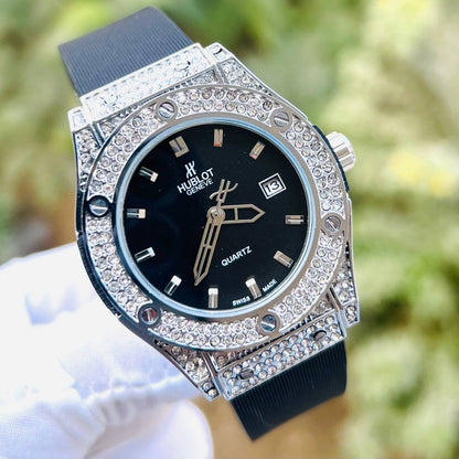 HUB Geneve Women's Black & Silver Rubber