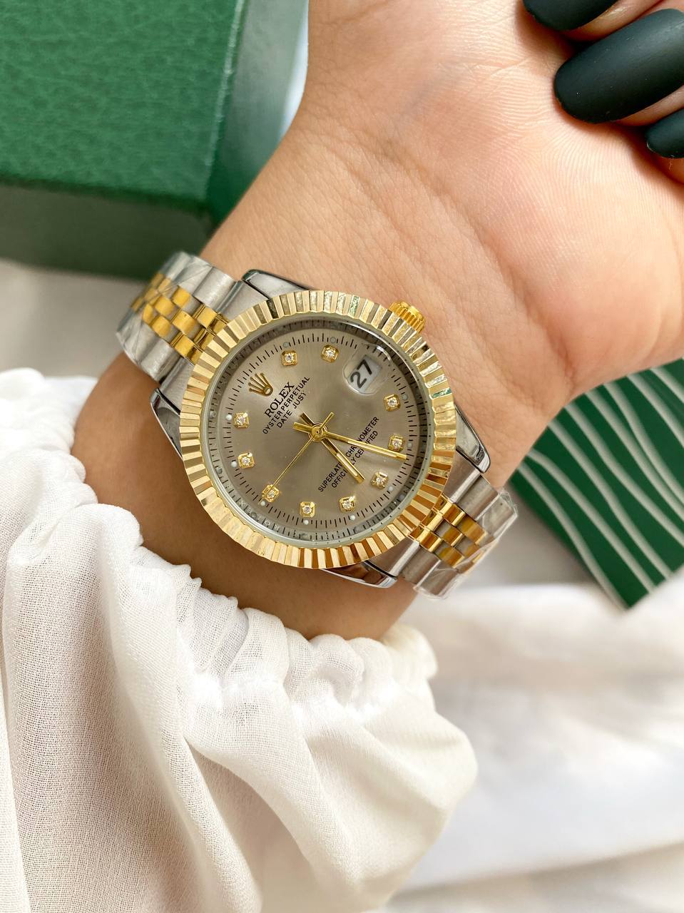 RO Lady Datejust Gold, Sliver with Grey dial