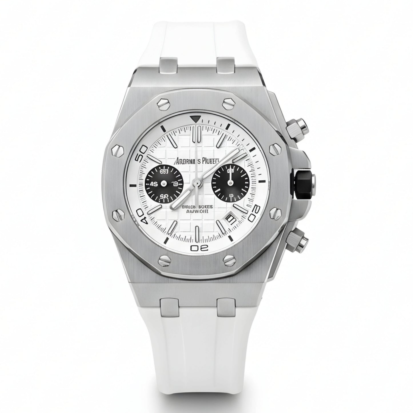 AP Royal Oak Quartz Offshore Diver Chronograph with white rubber strap