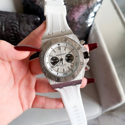 AP Royal Oak Quartz Offshore Diver Chronograph with white rubber strap