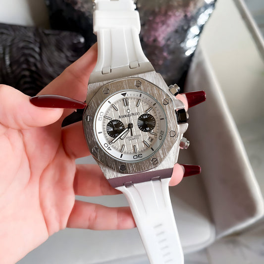 AP Royal Oak Quartz Offshore Diver Chronograph with white rubber strap
